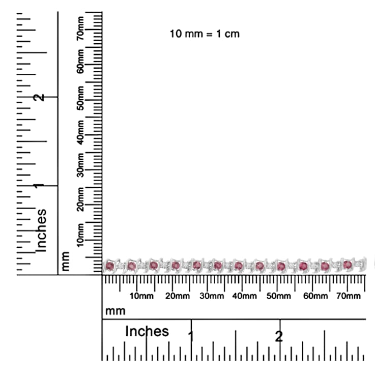 3.5 mm Lab Created Pink Tourmaline and 1/6 ctw Diamond Rhodium Over
Sterling Silver Tennis Bracelet