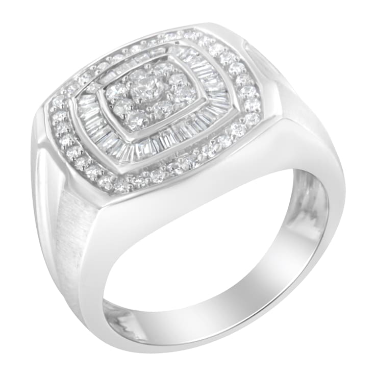 14K White Gold Men's Diamond Band Ring (1 cttw, H-I Color, SI1-SI2 Clarity)