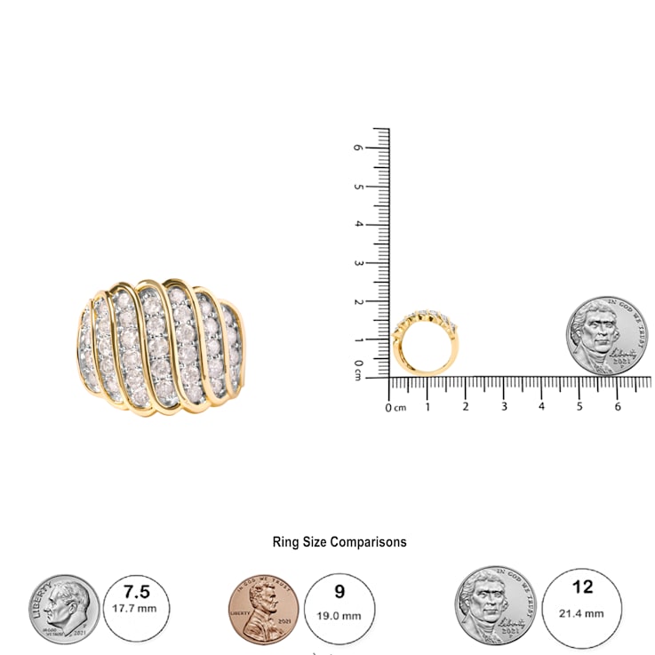 10 Yellow Gold 2.00ctw Diamond Multi Row Band Ring (I-J Color, I1-I2 Clarity)