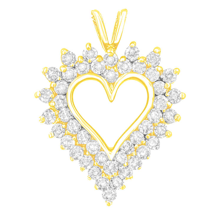 14K Yellow Gold Over Sterling Silver Diamond Open Heart 18" Pendant w\chain