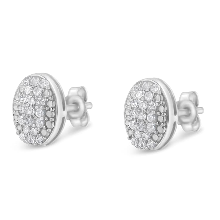 0.50ctw Round-Cut Diamond Sterling Silver Cluster Earrings