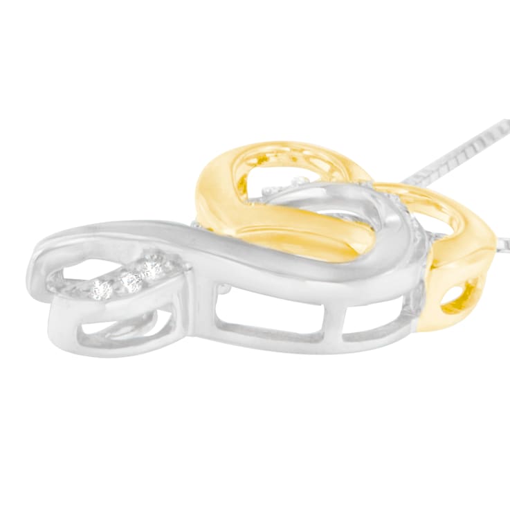10K Yellow Gold Over Sterling Silver 1/20ctw Diamond Ribbon-Heart
Pendant w\chain(H-I, I1-I2)