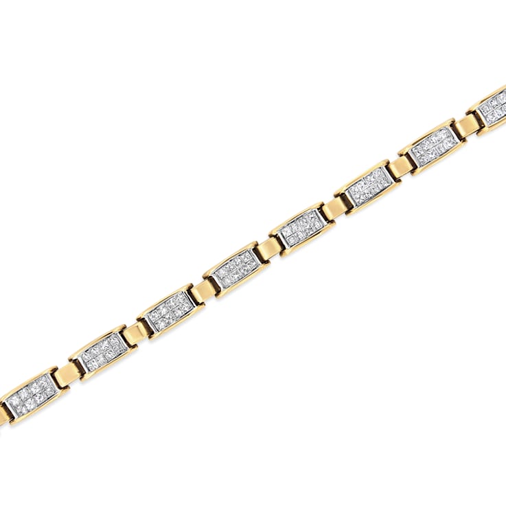 14K Yellow Gold 2.50ctw Princess-Cut Diamond Link Tennis Bracelet
