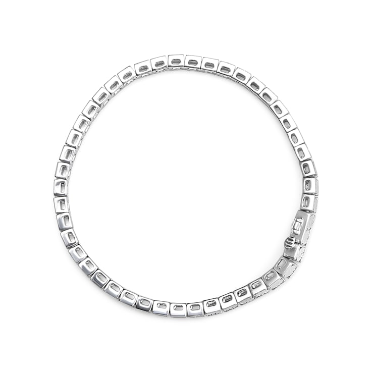 イェナ 名刺 Sterling-Silver 1ct TDW Round and Baguette Diamond X-Link