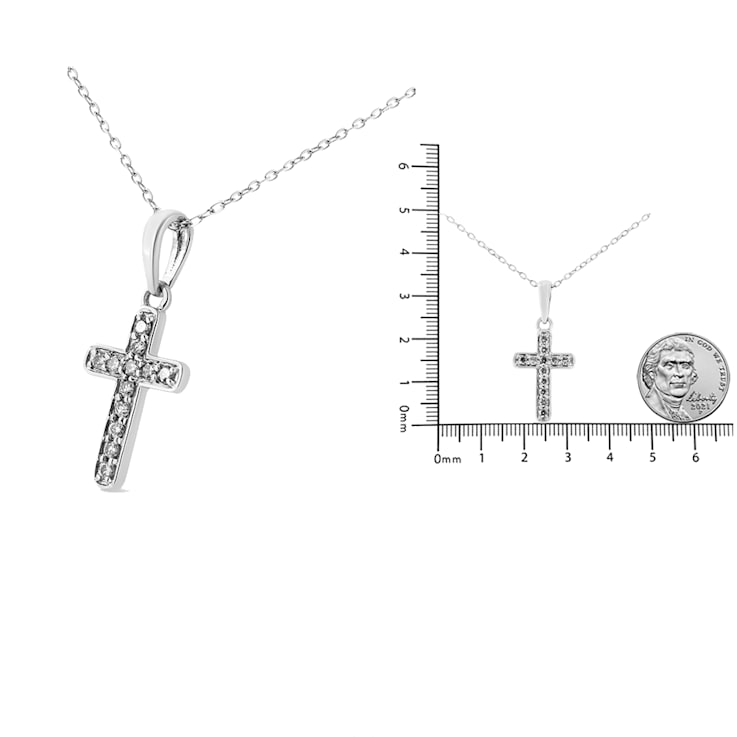 Meyers ラブダイヤ Sterling Silver 1/4ctw Round-Cut Diamond Cross 18