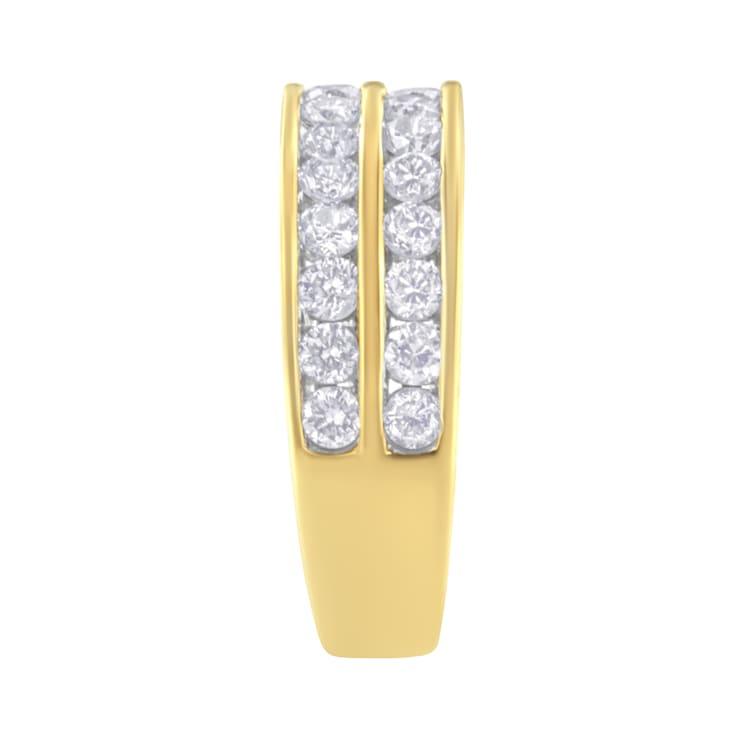 10K Yellow Gold Two-Row Diamond Band Ring (1.0ctw, J-K Color, I1-I2 Clarity)