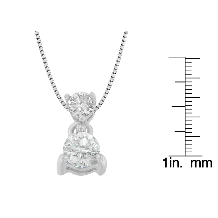 14K White Gold 1/2ctw Round Cut Diamond Pendant With Chain (I-J, I1-I2)