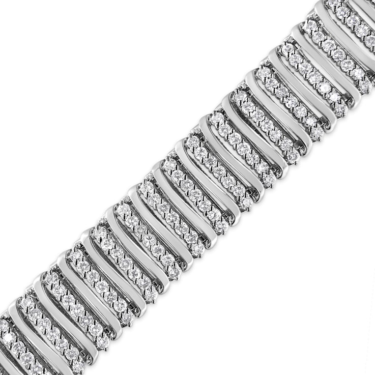 Sterling Silver 8.50ctw Diamond 7 Row Chevron "S" Curved Link
Tennis Bracelet