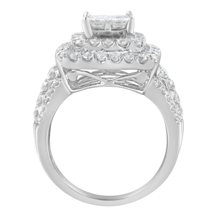 14K White Gold Round and Princess Diamond Ring (2 1/4ctw, H-I Color,
SI1-SI2 Clarity)