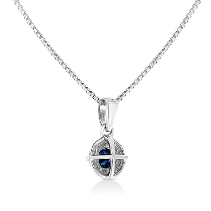 Sterling Silver 3/4ctw Blue Diamond Solitaire 18" Pendant
w\chain(Blue Color, I1-I2 Clarity)