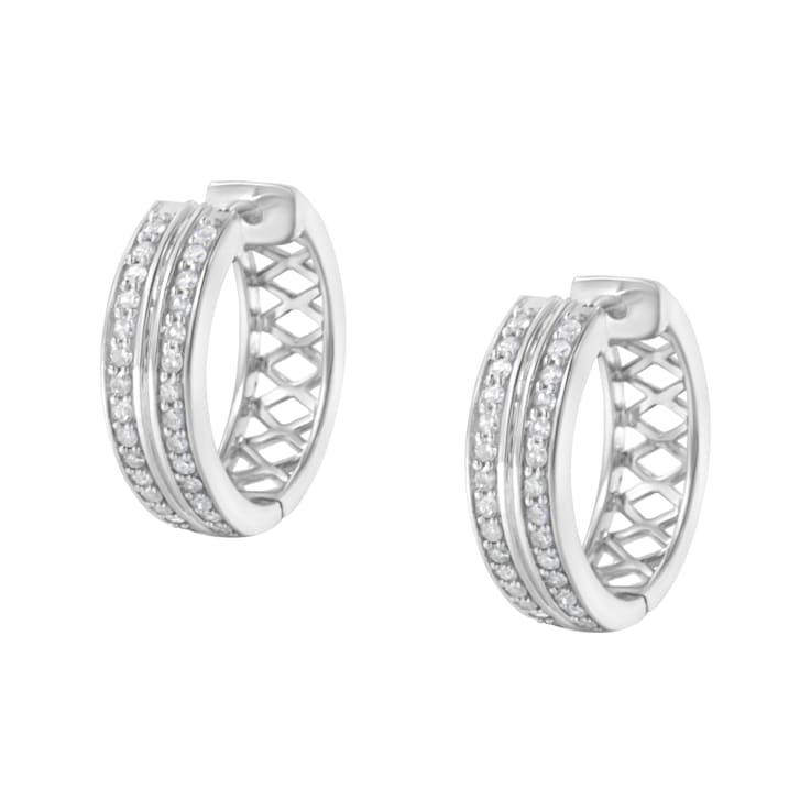 10K White Gold Diamond Hoop Earring 1/2ctw