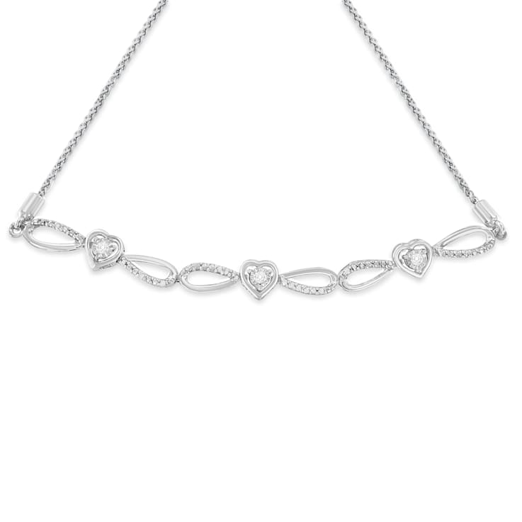Sterling Silver Diamond Accent Heart and Infinity 4”-10” Adjustable Bolo
Bracelet (I-J, I3)