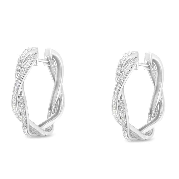 Sterling-Silver Diamond Hoop Earring 0.75ctw