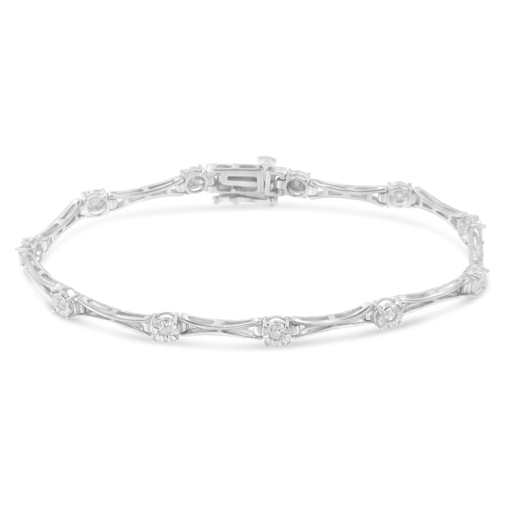 Sterling Silver 1/4 Cttw Diamond Flared-Bar 7" Link-Style Tennis
Bracelet (I-J, I3)
