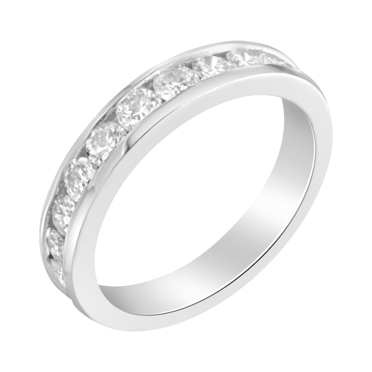18K White Gold IGI Certified 1.0ctw Diamond Channel-Set Half-Eternity
Band(E-F Color, I1-I2 Clarity)