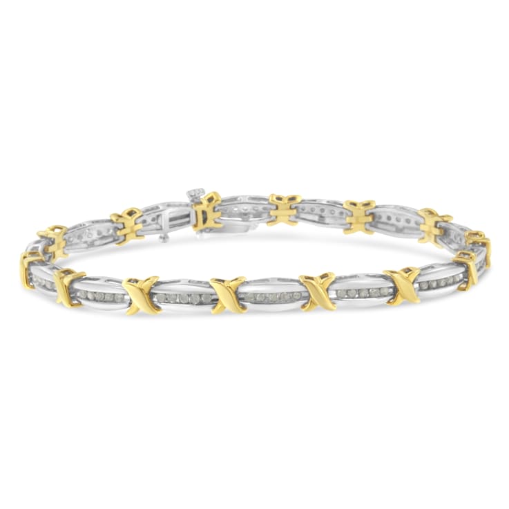 Sterling Silver 1ct TDW Diamond X-Link Bracelet (I-J, I2-I3) - 7"