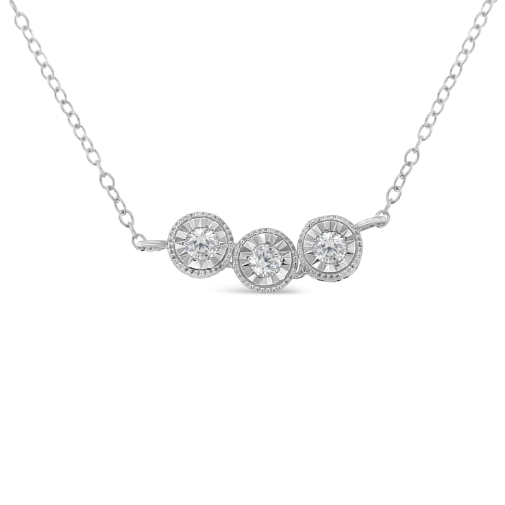Sterling Silver Round Diamond Pendant Necklace (1/4 cttw, H-I Color,
I2-I3 Clarity)