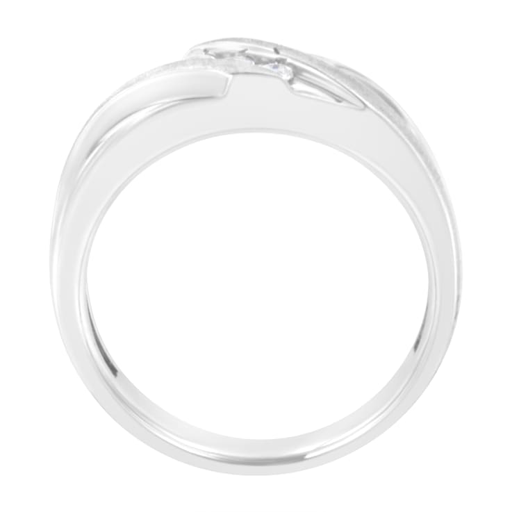 10K White Gold 1/10ctw Diamond Men's Three Stone Diamond Wedding Ring
(I-J Color, I1-I2 Clarity)