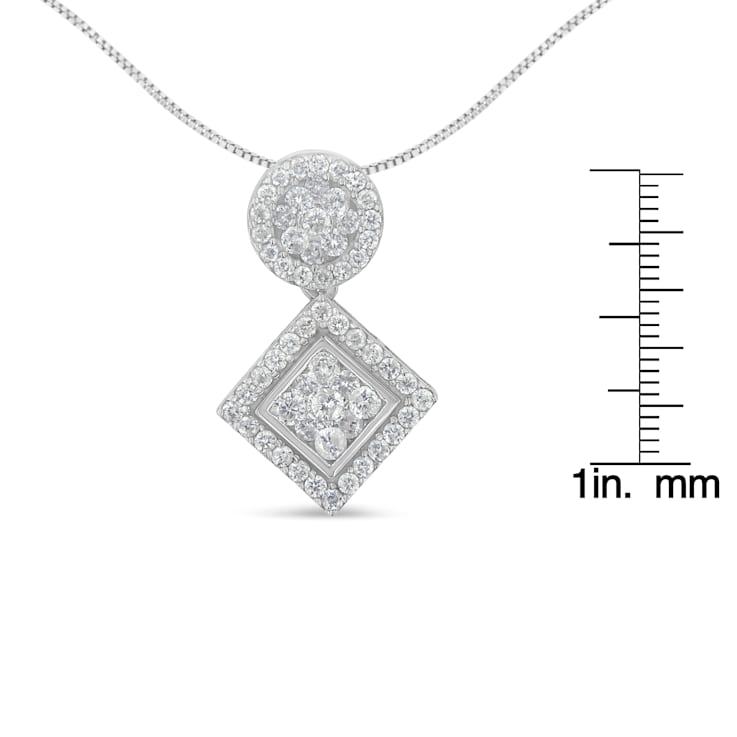 14K White Gold 1.0ctw Diamond Pendant w\chain(H-I, I1-I2)