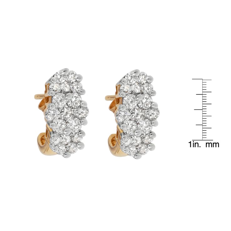 14K Yellow Gold 2.0ctw Round Cut Diamond Cluster Earrings