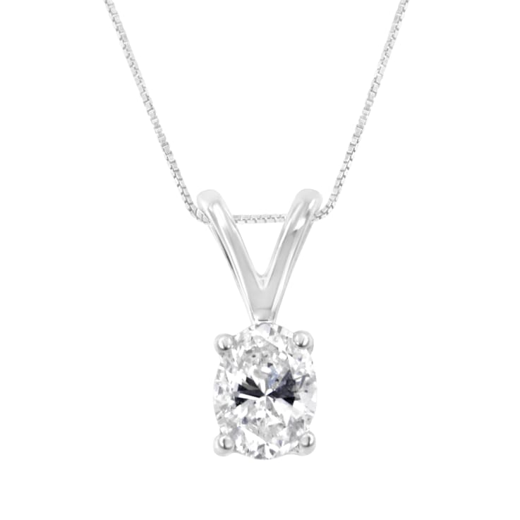 IGI Certified 10KT White Gold Diamond Oval Pendant w\chain(1/5ctw, H-I
Color, I1)