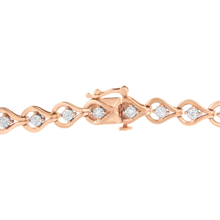 10K Rose Gold Over Sterling Silver 1/4ctw Diamond Miracle-Set Teardrop
Shaped 7” Link Bracelet