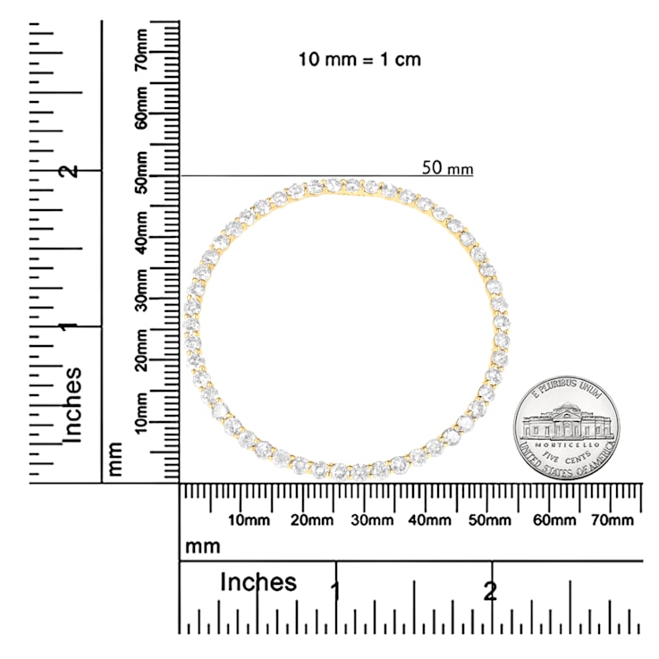 10K Yellow Gold Over Sterling Silver 4ctw Diamond Circle Hoop Necklace
(J-K Color, I1-I2 Clarity)