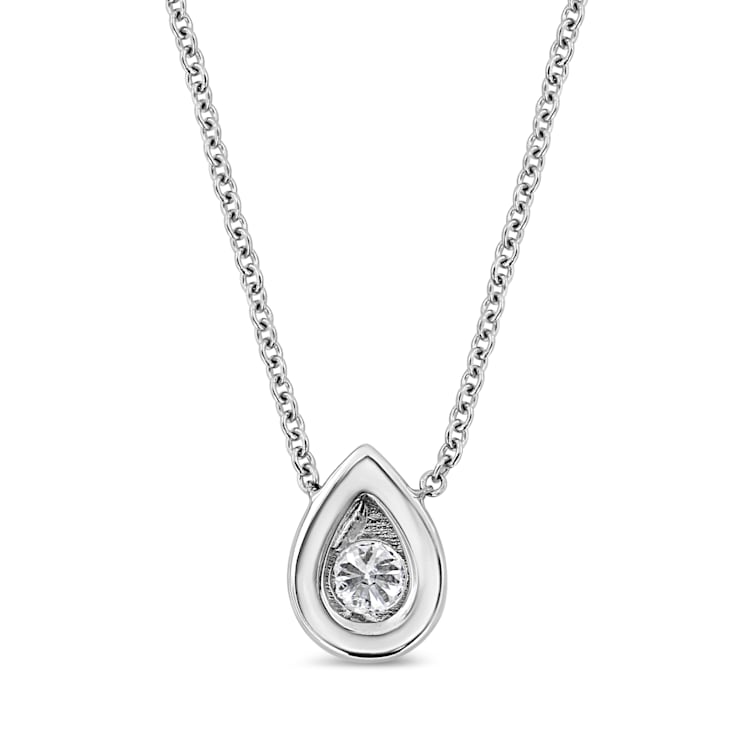 0.10ctw Pear Diamond Miracle-Set Solitaire 10K White Gold Necklace