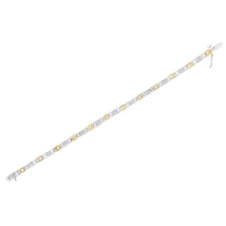 10K Two-Tone Gold 1.0ctw Princess Cut Diamond Geo Link Bracelet