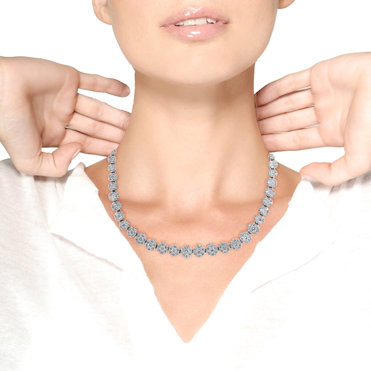14K Yellow Gold IGI Certified 14 3/4ctw Round Diamond Riviera Necklace
(F-G Color, S2-I1 Clarity)
