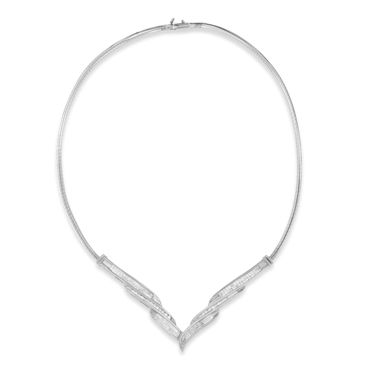 14K White Gold Mixed Cut Diamond 'V' Shape Fashion Necklace (2 cttw, I-J
Color, SI2-I1 Clarity)