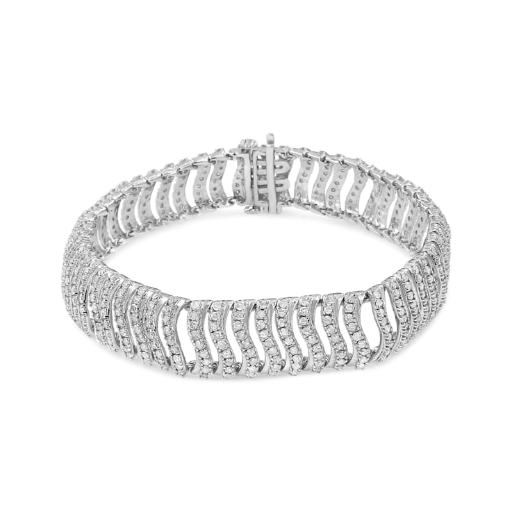 Sterling Silver 5.00ctw Round-Cut Diamond "S" Link Bracelet