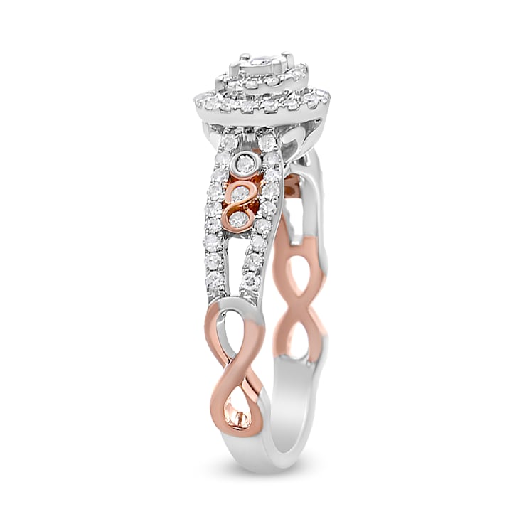 0.50ctw Round Diamond Split Shank Engagement 14K Rose Gold Over Sterling
Silver Ring