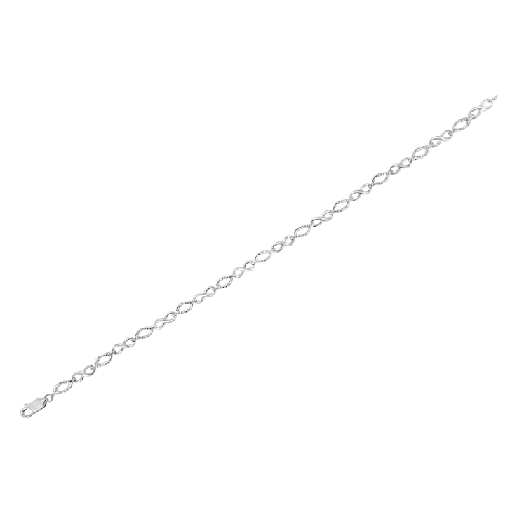 Sterling Silver Diamond Accent Alternating Infinity Shape and Pear Shape
Link Bracelet