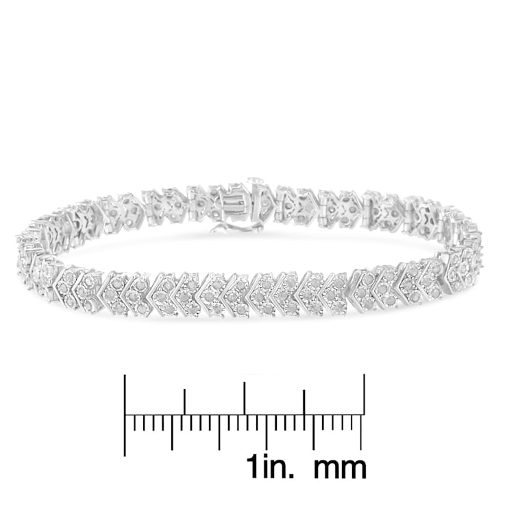 Sterling Silver 2 1/6 ct TDW Diamond Tennis Bracelet
