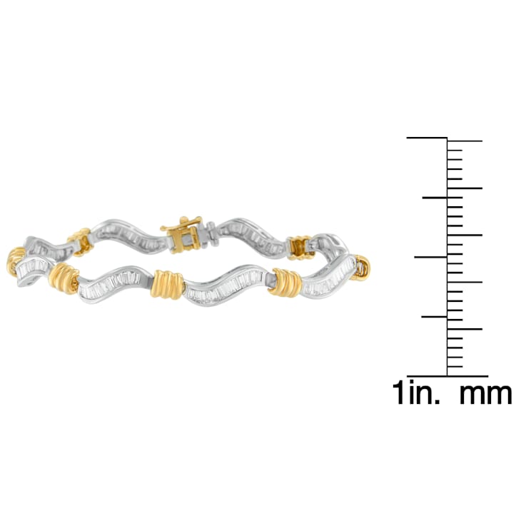 10K Two-Tone Gold 2.0ctw Baguette Cut Diamond Spiral Bracelet