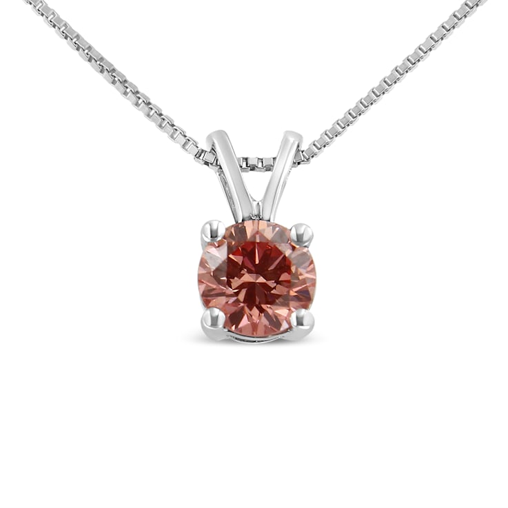 10K White Gold 1 4ctw Round Lab Grown Pink Diamond Solitaire