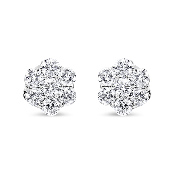14K White Gold 1.0ctw Diamond Composite Stud Earrings