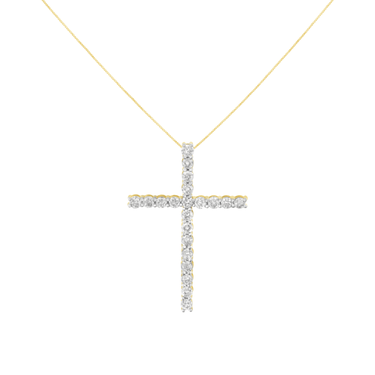 10K Yellow Gold Over Sterling Silver 4.0ctw Diamond Cross Pendant
w\chain 18"