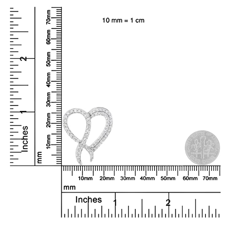 Sterling Silver 1ctw Diamond Heart and Ribbon 18" Pendant
w\chain(I-J Clarity, I2-I3 Color)