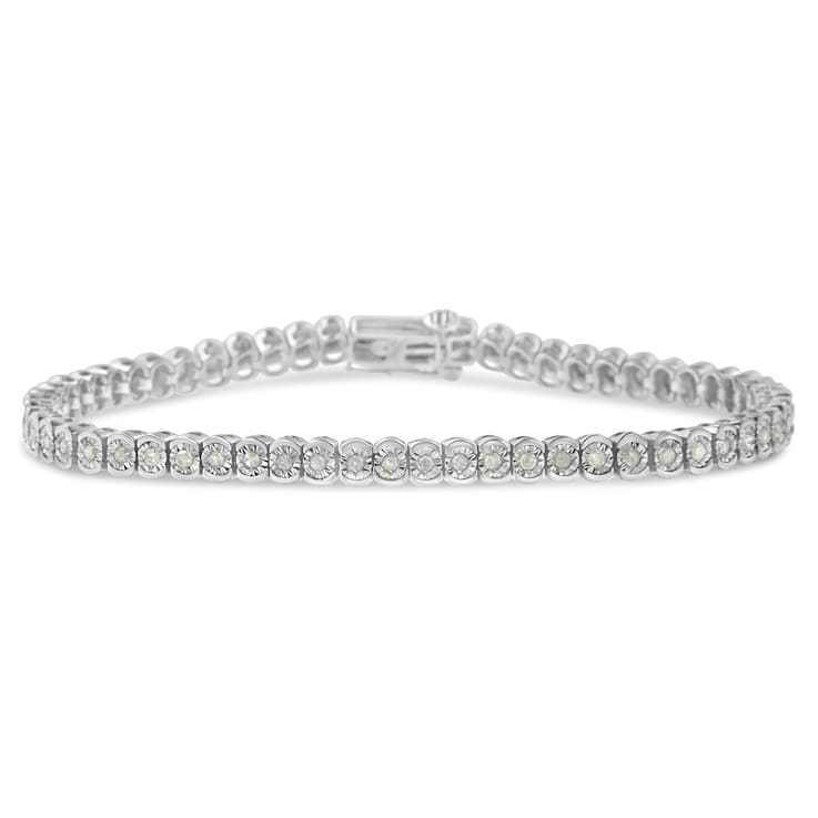 Sterling Silver 1ct TDW Diamond Tennis Bracelet (I-J, I3-PROMO) - 7"