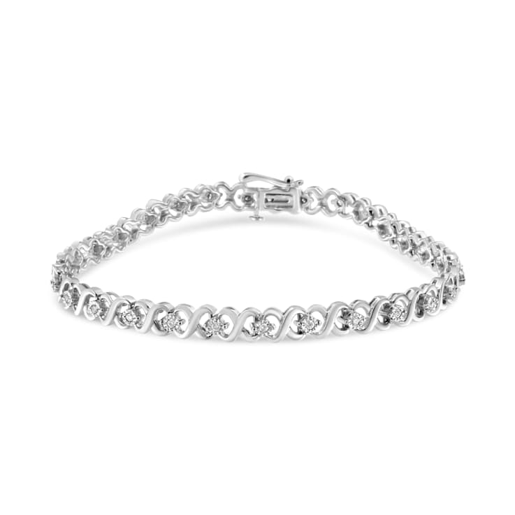 0.33ctw Round White Diamond Infinity Sterling Silver Tennis Bracelet