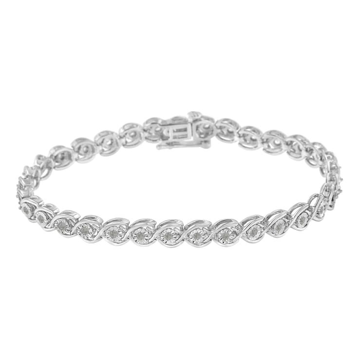 Sterling Silver 1/2ct TDW Diamond Link Bracelet (I-J, I3-Promo) - 7"
