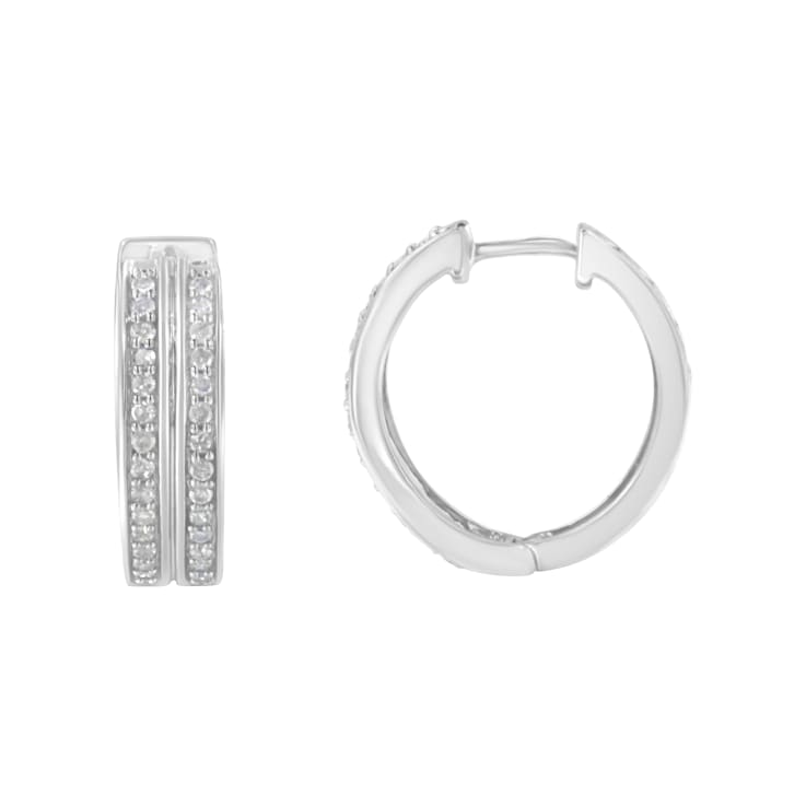 10K White Gold Diamond Hoop Earring 1/2ctw