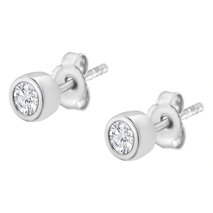 10K White Gold 1/5ctw Round Brilliant-Cut Near Colorless Diamond
Bezel-Set Stud Earrings