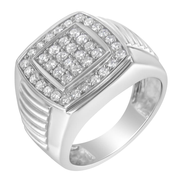 14K White Gold Men's Diamond Squared Band Ring (1 cttw, H-I Color,
SI2-I1 Clarity)