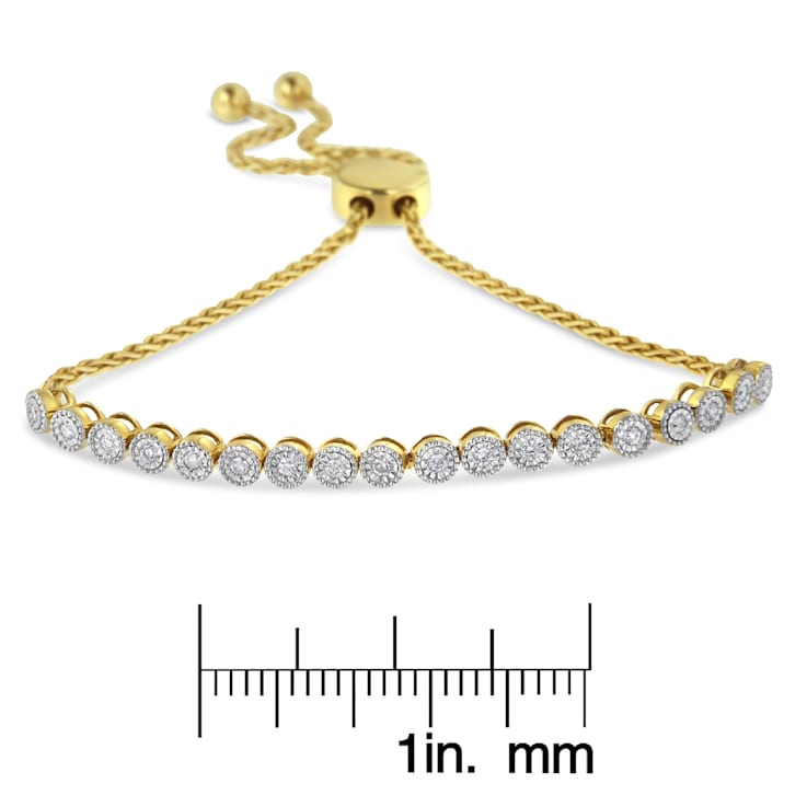 10K Yellow Gold Over Sterling Silver Miracle-Set Diamond Accent 6”-9”
Adjustable Beaded Bolo