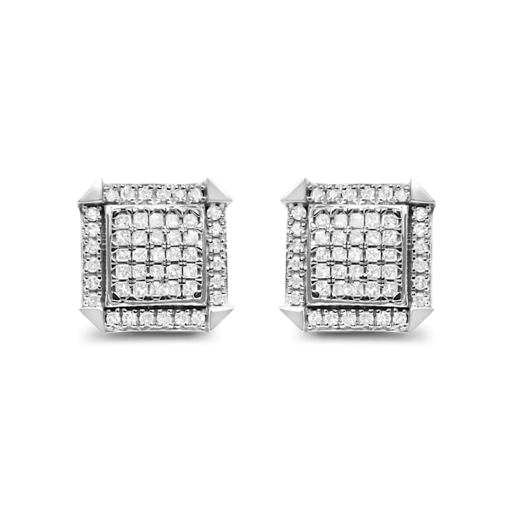 10K White Gold 1.0 Cttw Diamond  Composite with Halo Stud Earrings (H-I
Color, I1-I2 Clarity)