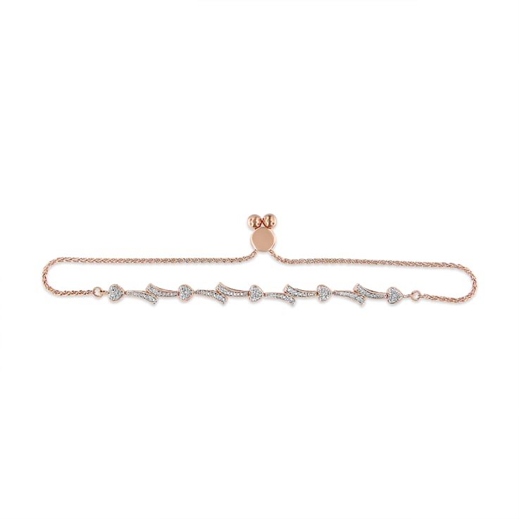 14K Rose Gold Over Sterling Silver Diamond Accent Heart and Wave