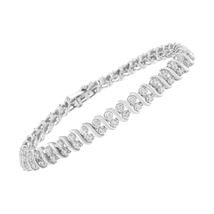 Sterling Silver 1.0ctw Double Row Miracle-Set Diamond Tennis Bracelet